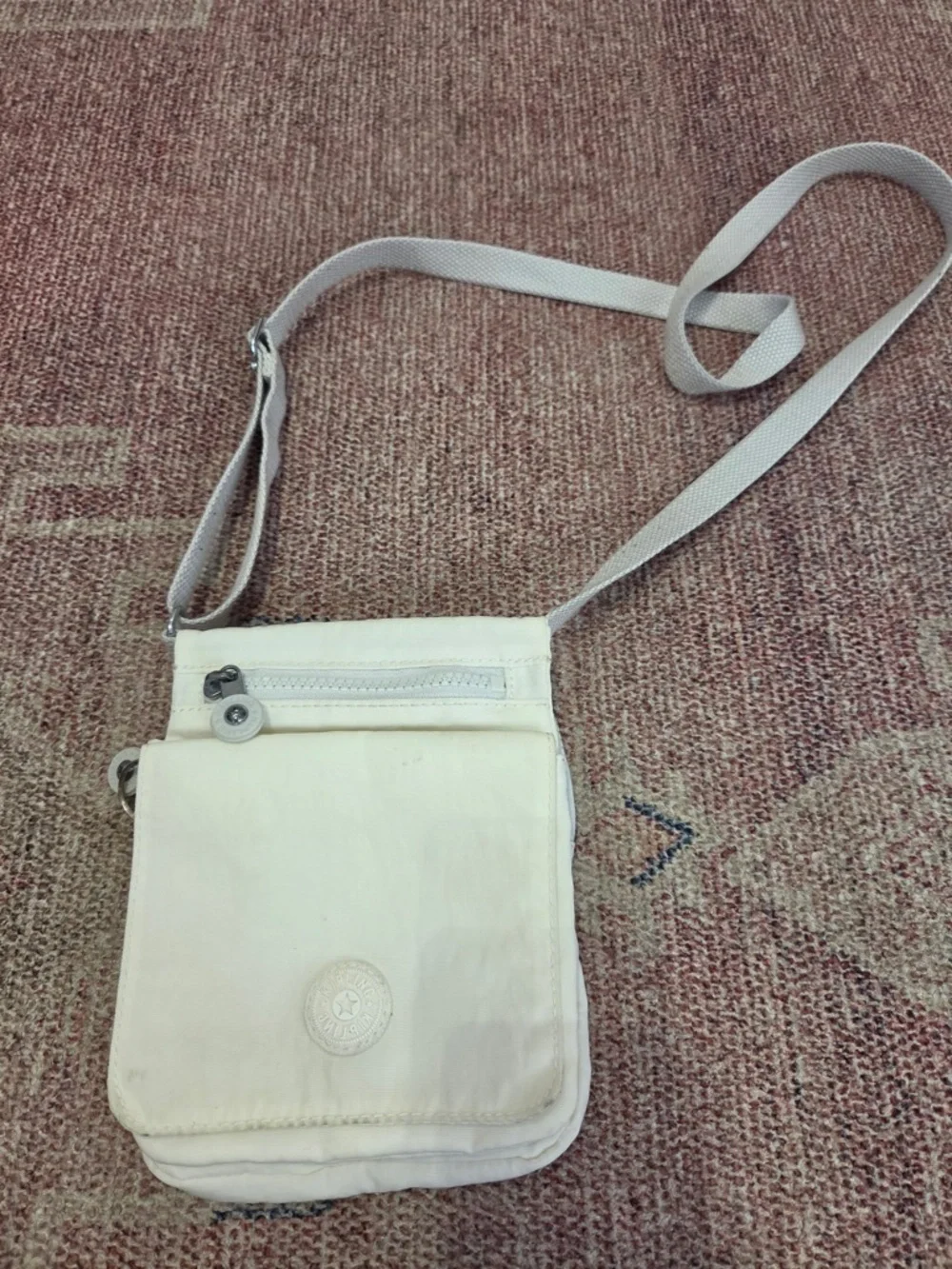 Kipling New Eldorado Mini Crossbody Bag, a lightweight nylon travel bag white